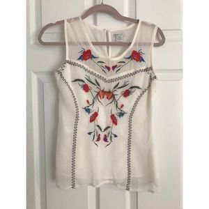 Bar III Front Row Floral Embroidered Blouse